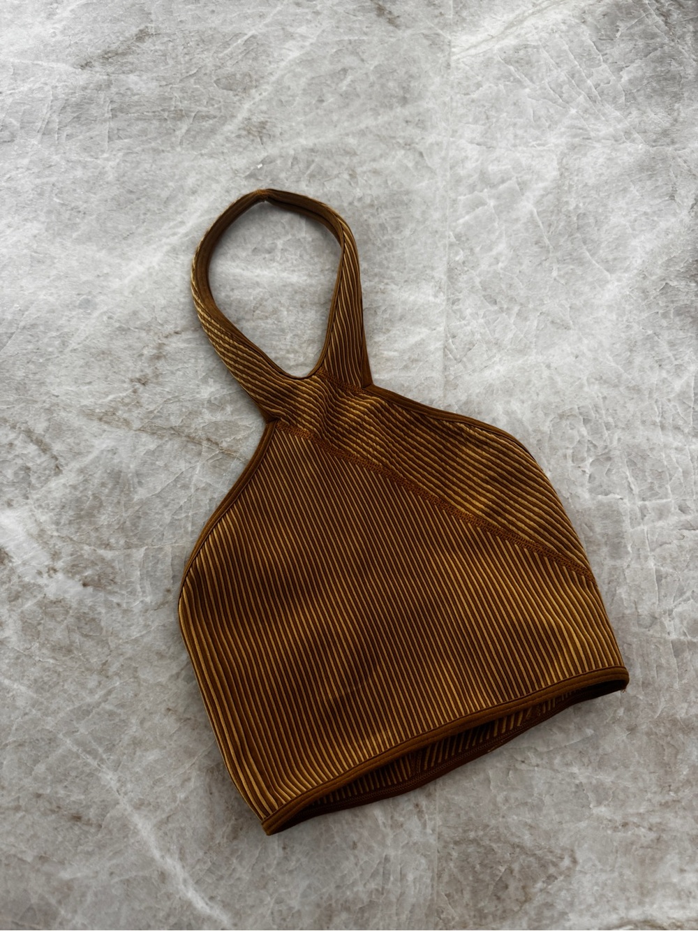 Urban Outfitters Ribbed Halter Crop Top in Brown